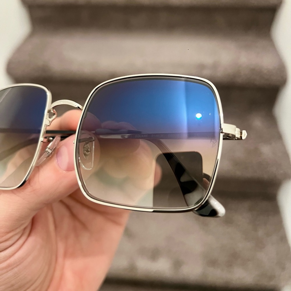 NEW Ray-Ban RB 1971 Silver Square Blue Gradient 54mm Unisex Sunglasses - Picture 5 of 6